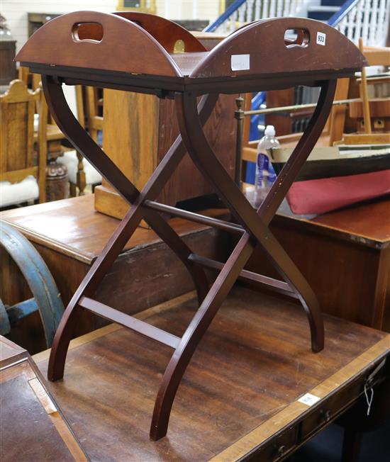 A George II style butlers tray on stand W.62cm.